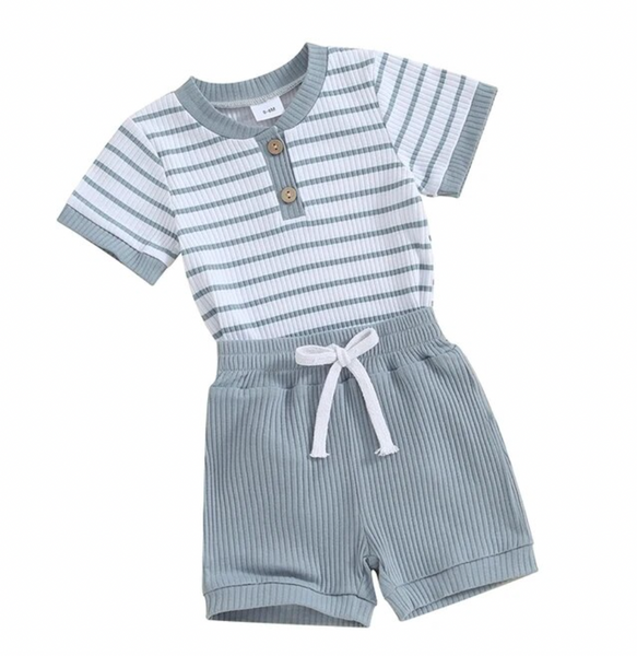 Striped Ribbed Short Outfits (5 Colors) - PREORDER