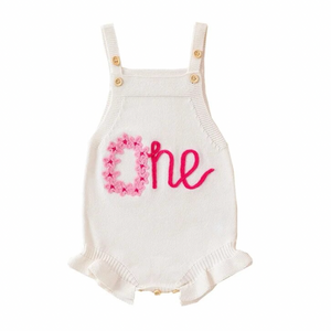 ONE Daisy Embroidered Knit Romper - PREORDER