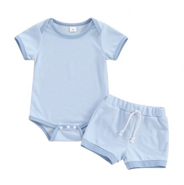 Kolby Solid Waffle Outfits (4 Colors) - PREORDER