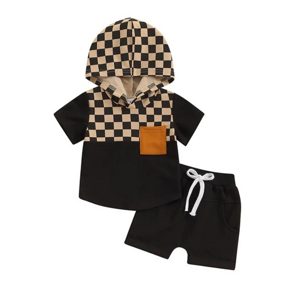 Checkered Pocket Hoodie Outfits (3 Colors) - PREORDER