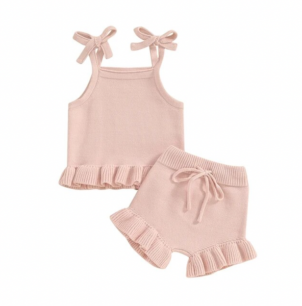 Solid Ruffle Knit Outfits (4 Colors) - PREORDER