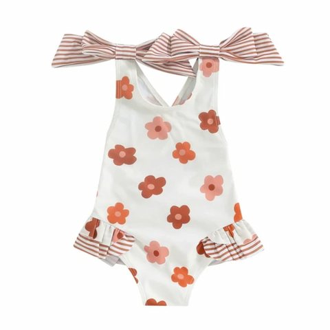 Neutral Daisies Swimsuit - PREORDER