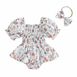 All Things Easter Romper Dress & Bow - PREORDER