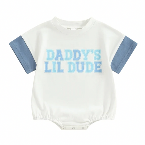 Daddys Little Dude Two Tone Romper - PREORDER