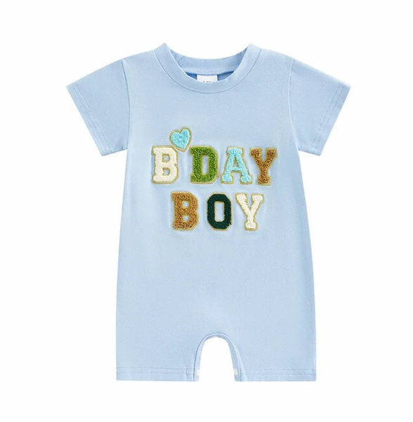 BDAY Boy Shorts Rompers (2 Colors) - PREORDER