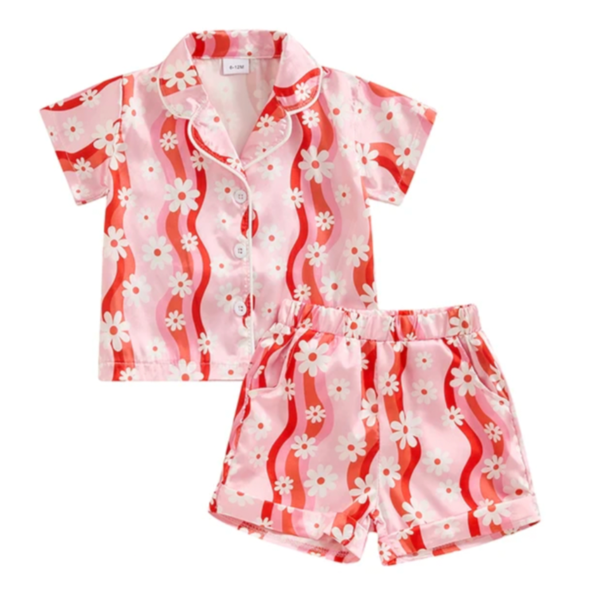Pink Groovy Daisies Silk Pajamas - PREORDER