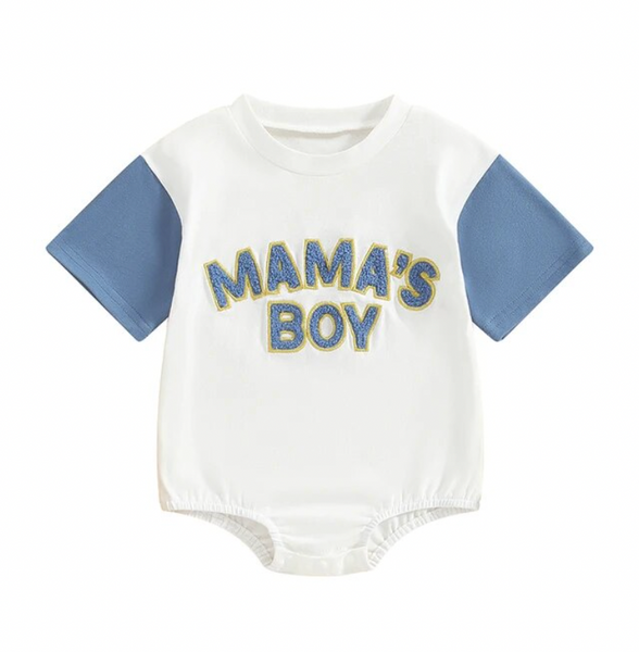 Mamas Boy Patch Short Rompers (2 Colors) - PREORDER