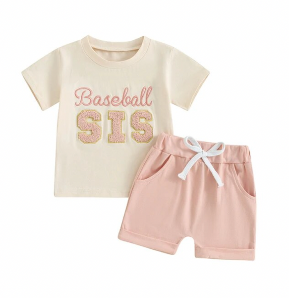Baseball Bro/Sis Embroidered Patch Outfits (2 Colors) - PREORDER