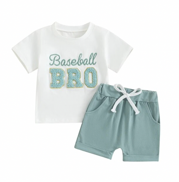 Baseball Bro/Sis Embroidered Patch Outfits (2 Colors) - PREORDER