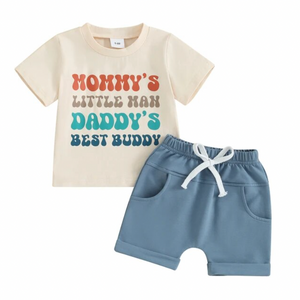 Mommys Little Man Daddys Best Buddy Outfit - PREORDER
