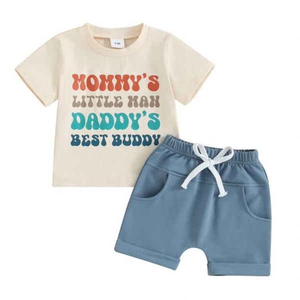 Mommys Little Man Daddys Best Buddy Outfits (2 Styles) - PREORDER