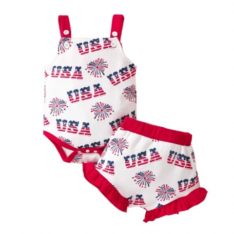 USA Fireworks Waffle Outfit - PREORDER