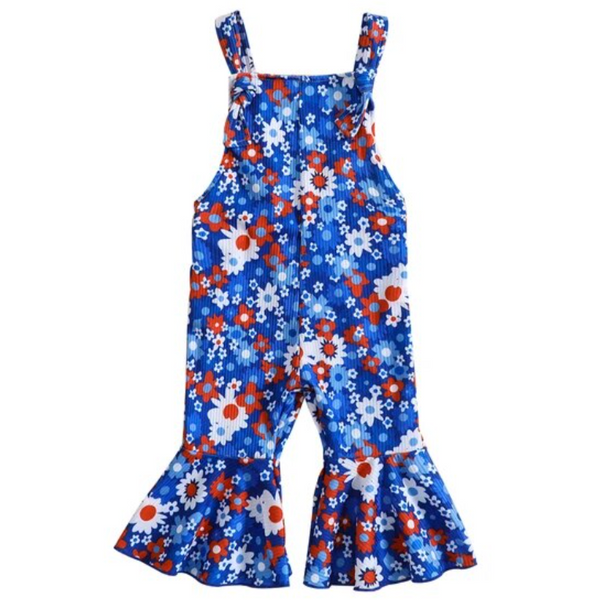 4th of July Daisies Ribbed Bells Romper - PREORDER
