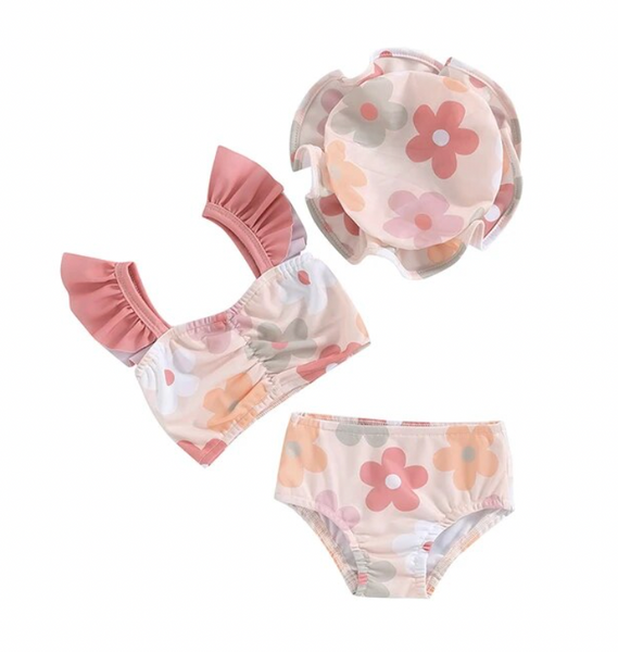 Neutral Kenzie Floral Swimsuits & Hats (2 Styles) - PREORDER