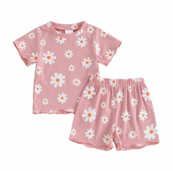 Solid Daisies Ribbed Outfits (3 Colors) - PREORDER
