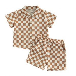 Golden Checkered Collar Outfit - PREORDER