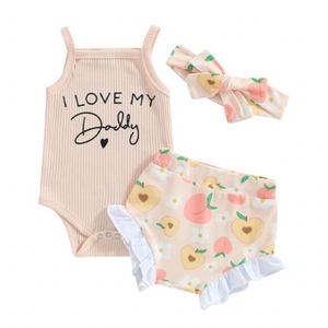 I Love My Daddy Peaches Outfit & Bow - PREORDER