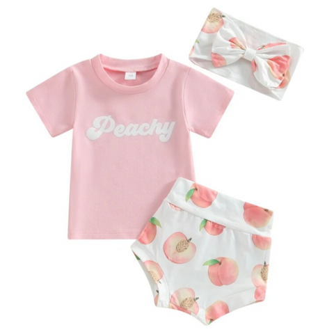 Peachy Pink Outfit & Bow - PREORDER