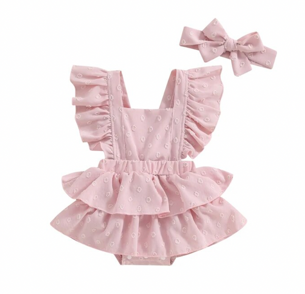 Ruffles + Dots Rompers & Bows (3 Colors) - PREORDER