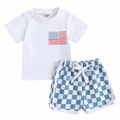 American Flag Checkered Outfit - PREORDER