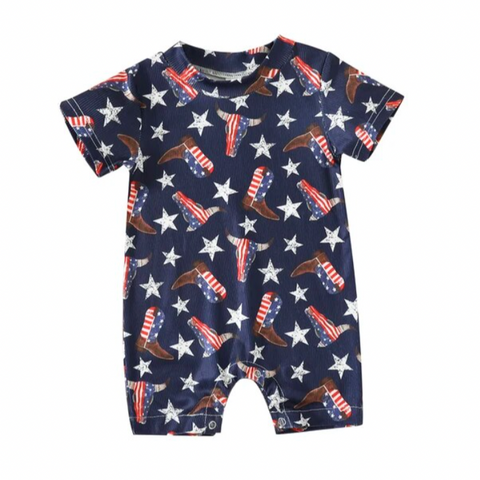 USA Cowboy Boots + Bulls Rompers (2 Styles) - PREORDER