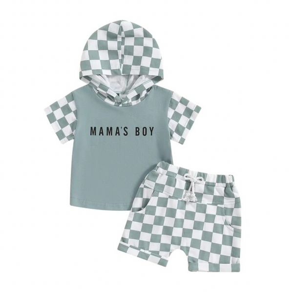 Mamas Boy Checkered Hooded Outfits (2 Colors) - PREORDER
