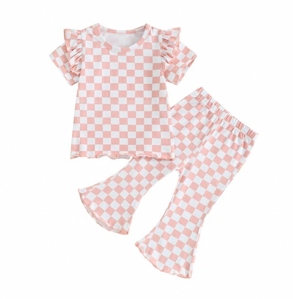 Checkered Ruffles Bells Outfits (3 Colors) - PREORDER