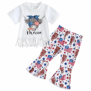 Merica American Flags & Bulls Tassels Outfit - PREORDER