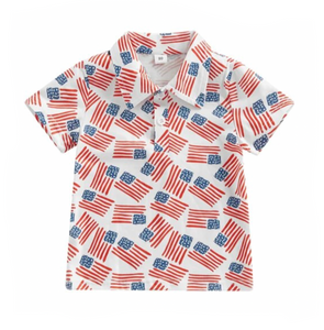 American Flag Clipart Collar Shirt - PREORDER