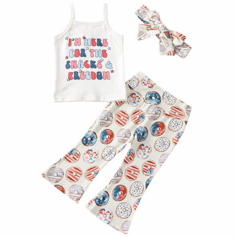 Snacks & Freedom USA Donuts Outfit & Bow - PREORDER