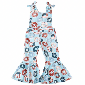 Blue USA Donuts Ribbed Bells Romper - PREORDER