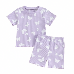 Purple Butterflies Ribbed Outfit - PREORDER