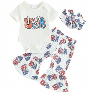 USA Groovy Daises Outfit & Bow - PREORDER