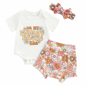 Mamas Bestie Era Picture Perfect Floral Outfit & Bow - PREORDER