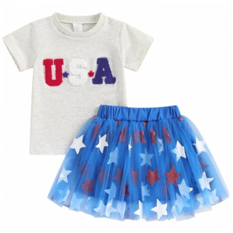 USA Patch Stars Tutu Skirt Outfit - PREORDER