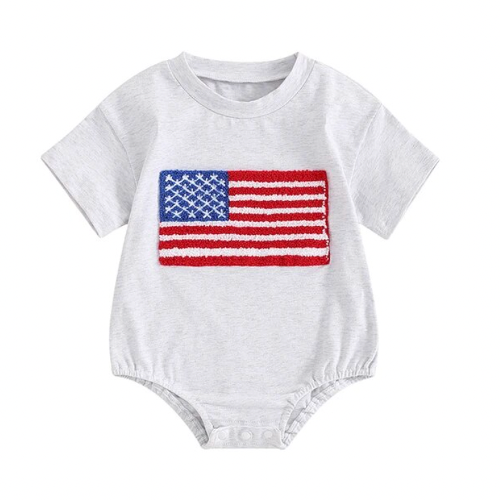 American Flag Patch Romper - PREORDER