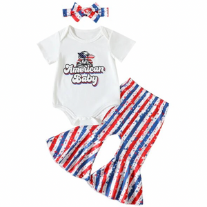 American Baby Stars & Stripes Outfit & Bow - PREORDER