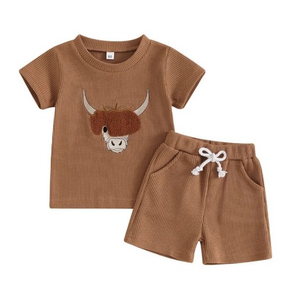 Neutral Moo Patch Waffle Outfits (2 Styles) - PREORDER
