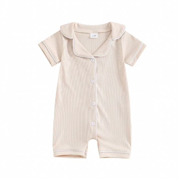 Solid Ribbed Pajamas Rompers (3 Colors) - PREORDER