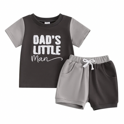 Dads Little Man Embroidered Outfits (4 Colors) - PREORDER