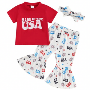 Made in the USA Fireworks & Stars Outfit & Bow - PREORDER