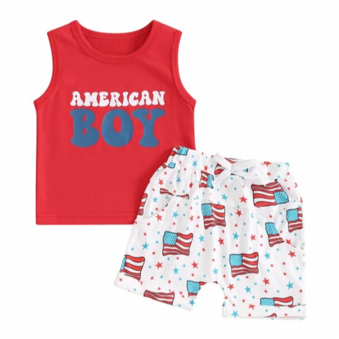 American Boy Clipart Flags & Stars Outfit - PREORDER