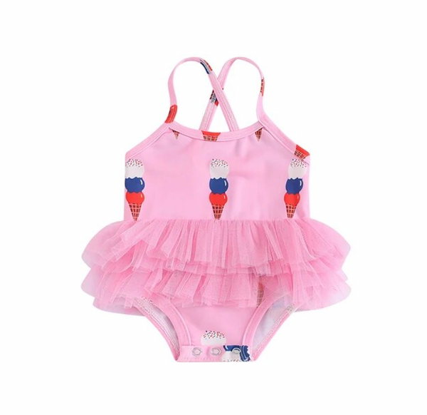 Red White & Blue Ice Cream Tutu Swimsuits (2 Colors) - PREORDER