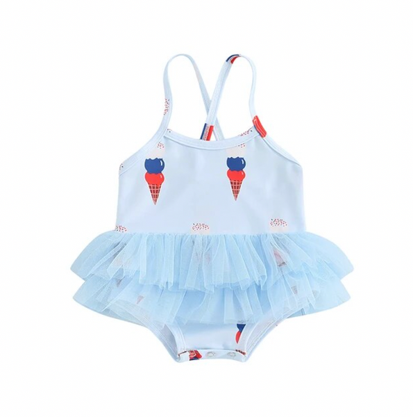 Red White & Blue Ice Cream Tutu Swimsuits (2 Colors) - PREORDER