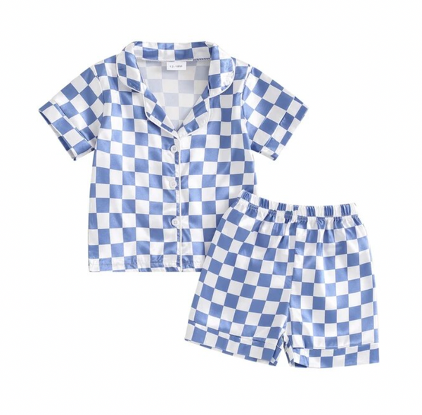 Checkered Silk Pajamas (3 Colors) - PREORDER