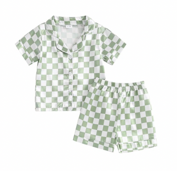 Checkered Silk Pajamas (3 Colors) - PREORDER