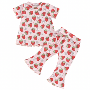Strawberries & Daisies Ribbed Bells Outfit - PREORDER