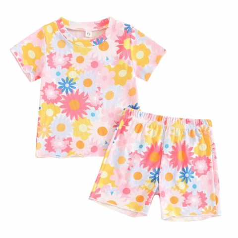 Escape to Paradise Floral Ribbed Outfit - PREORDER