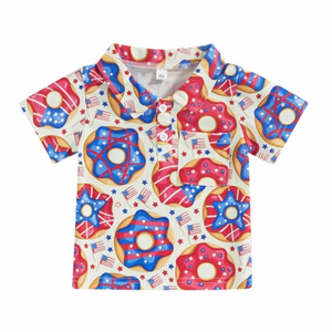 Red White & Blue Donuts Collar Shirt - PREORDER