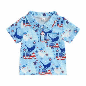 USA Eagles & Stars Collar Shirt - PREORDER